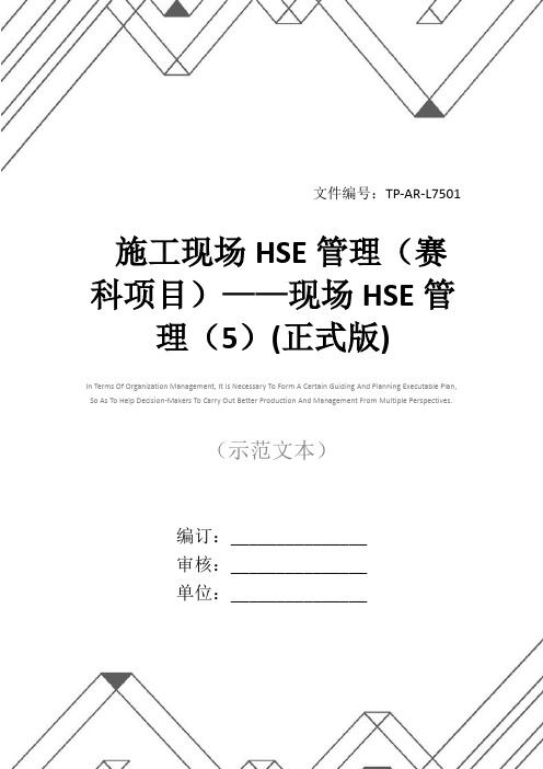 施工现场HSE管理(赛科项目)——现场HSE管理(5)(正式版)