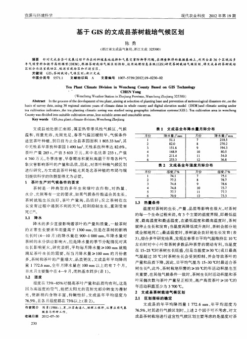 基于GIS的文成县茶树栽培气候区划