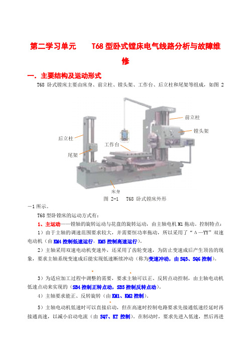 中级维修电工机床排故(T68镗床)教材(OFFCE2003排版)