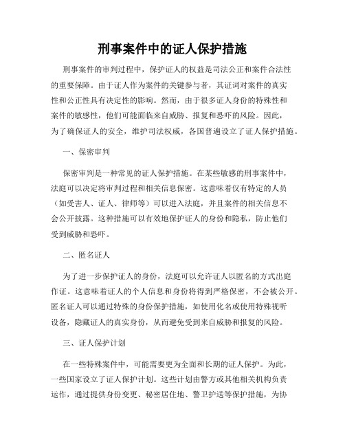 刑事案件中的证人保护措施