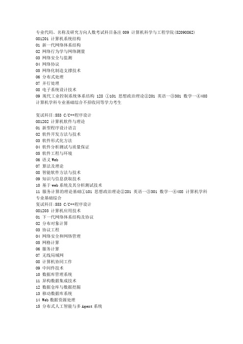 专业代码、名称及研究方向 - 东南大学