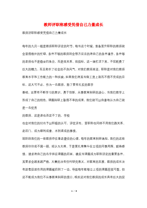 教师评职称感受凭借自己力量成长