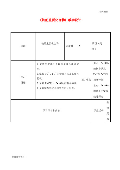 (秋季上学期)2019高中化学《铝的重要化合物》教学设计