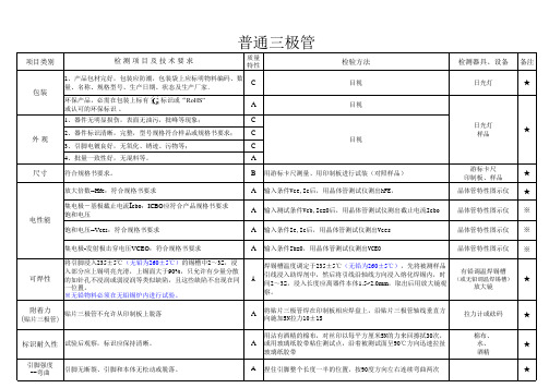 三极管检验标准