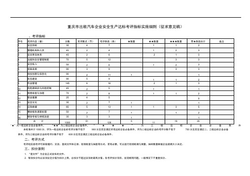 出租汽车安全达标考评指标实施细则