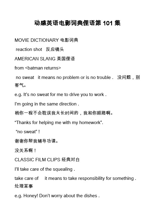 高中英语真题-动感英语电影词典俚语第101集