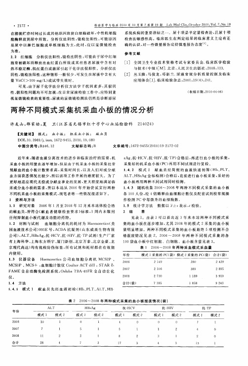 两种不同模式采集机采血小板的情况分析