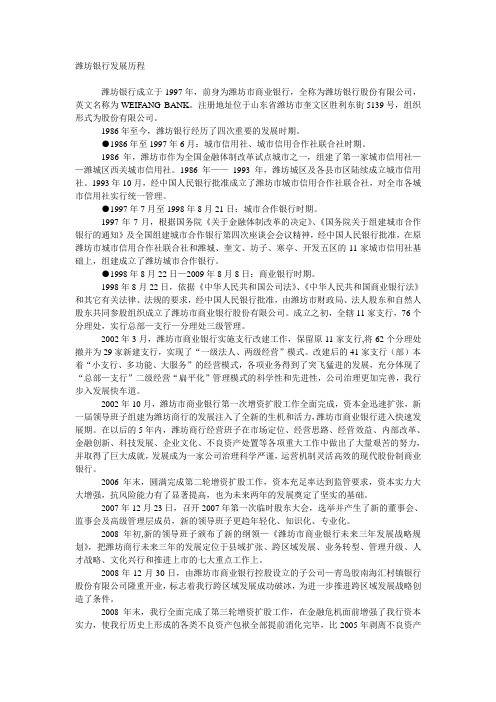 潍坊银行发展历程