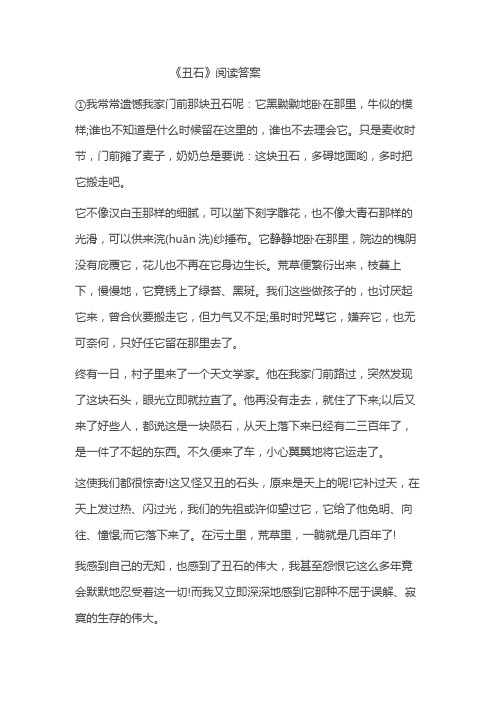 丑石阅读理解题及答案