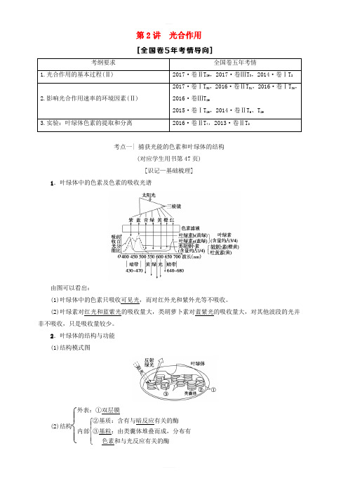 2019版高考生物一轮复习第3单元光合作用和细胞呼吸第2讲光合作用学案苏教版