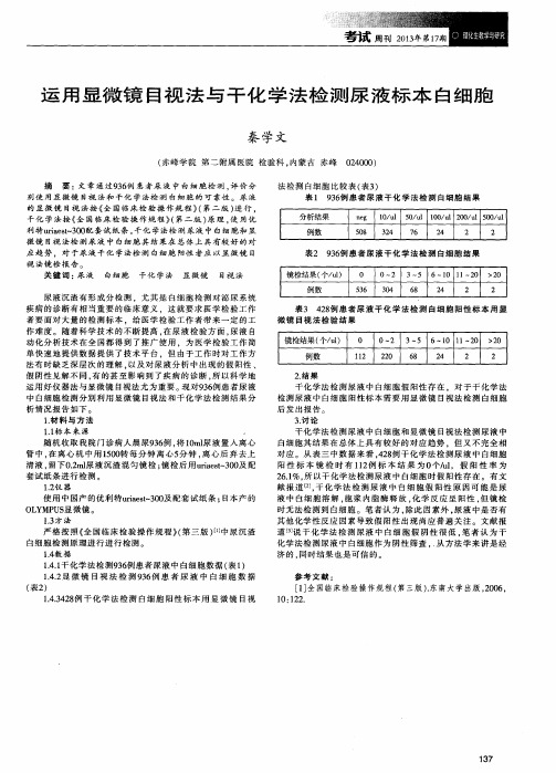 运用显微镜目视法与干化学法检测尿液标本白细胞