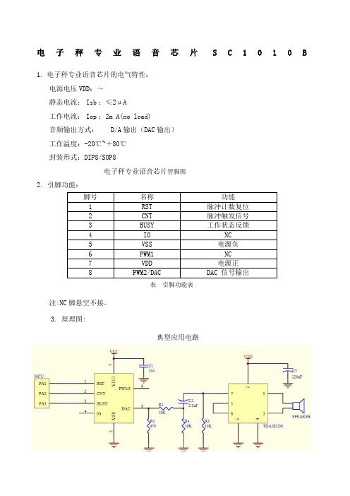 电子秤专业语音芯片说明资料