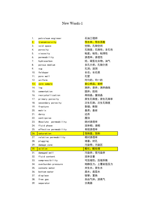 石油行业常用英语词汇