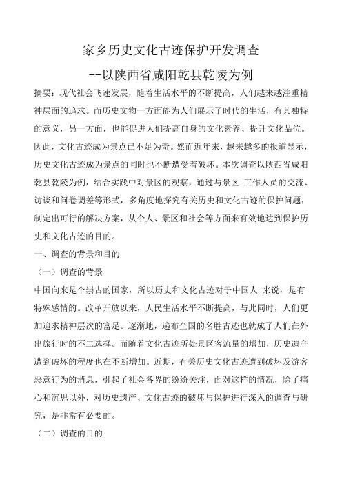 家乡历史文化古迹保护开发调查