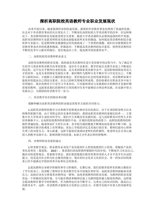 探析高职院校英语教师专业职业发展现状