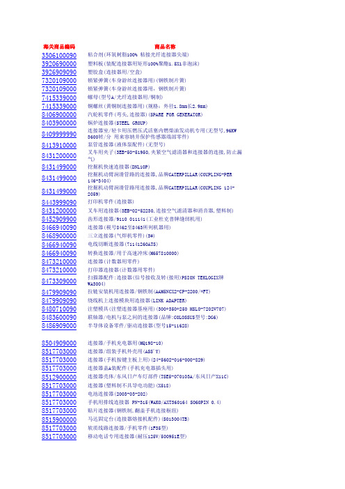 连接器类产品海关商品编码归类整理