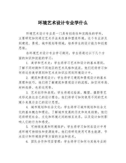 环境艺术设计专业学什么