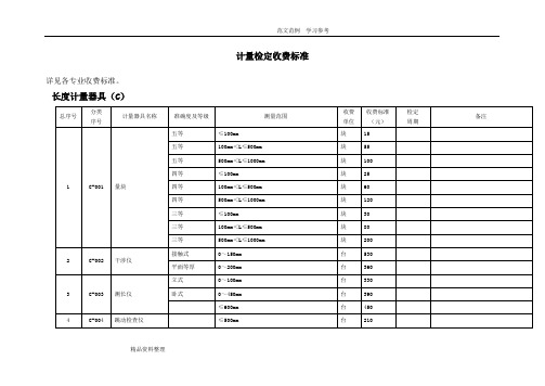 计量检定收费标准