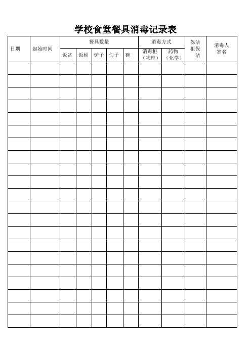 学校食堂餐具消毒记录表