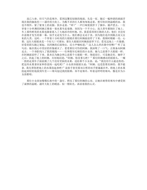 高分作文范文-凄冷大街上的暖意-750字