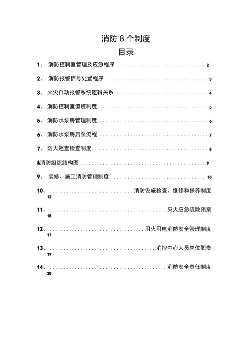 消防控制室8个制度上墙