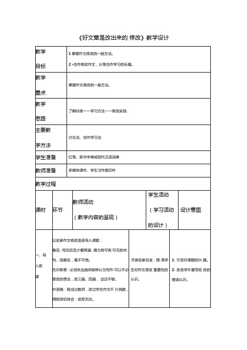 好文章是改出来的——修改教学设计