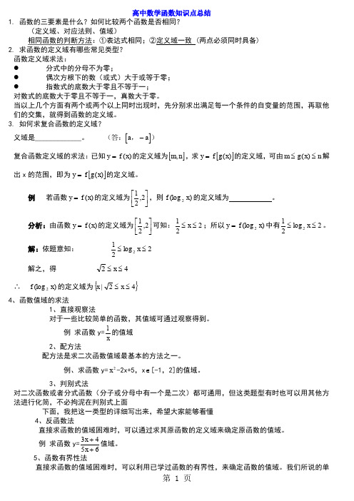 高中数学函数解题技巧方法总结-9页word资料