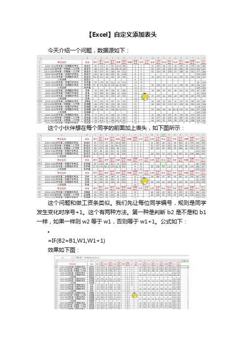 【Excel】自定义添加表头