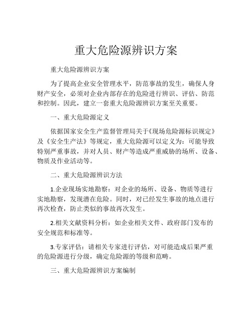 重大危险源辨识方案