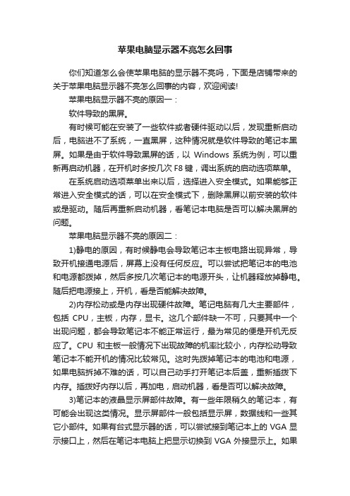 苹果电脑显示器不亮怎么回事