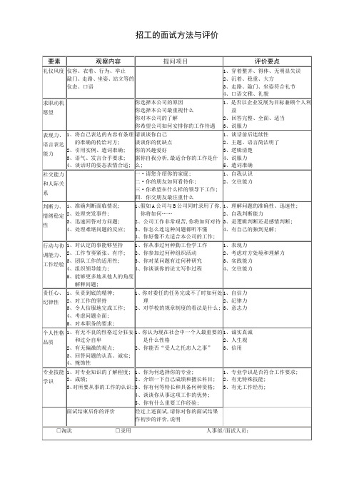 如何招聘员工的面试方法及评价