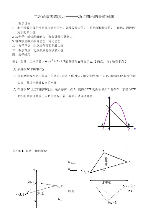 数学人教版九年级上册二次函数专题复习------动点图形的最值问题