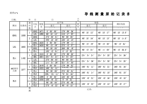 导线测量记录原始记录表实测