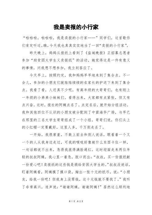 我是卖报的小行家_高二作文