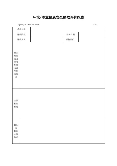 环境／职业健康安全绩效评价报告(模板格式)