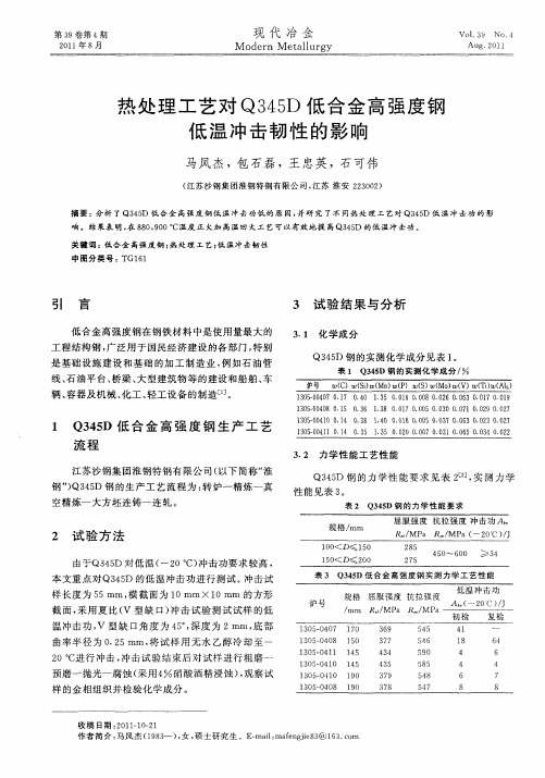 热处理工艺对Q345D低合金高强度钢低温冲击韧性的影响