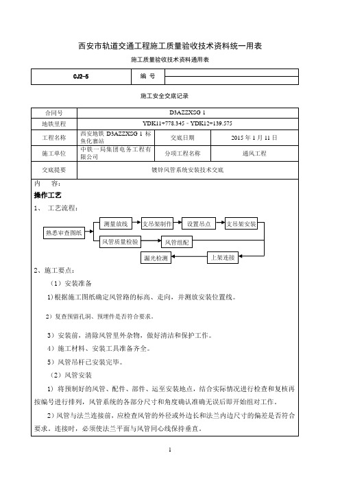 2-镀锌风管安装技术交底