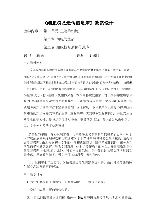 细胞核是遗传信息库教案