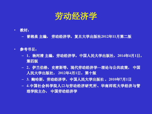 第一章  劳动经济学导论