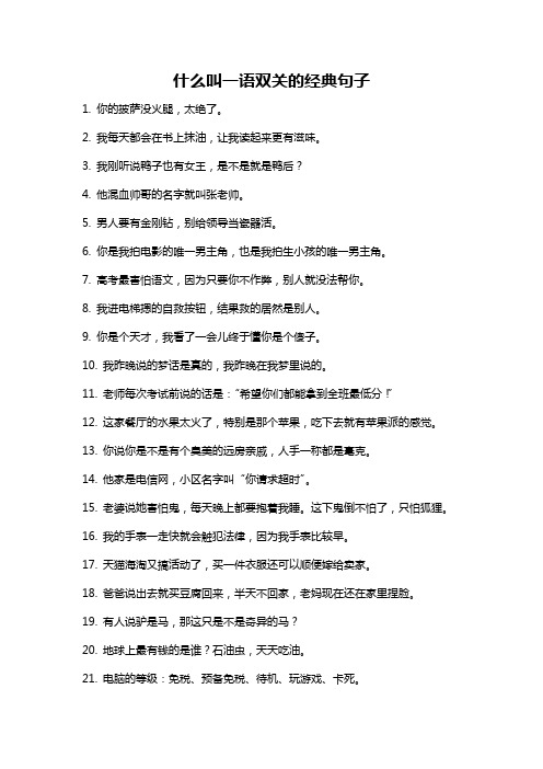 什么叫一语双关的经典句子