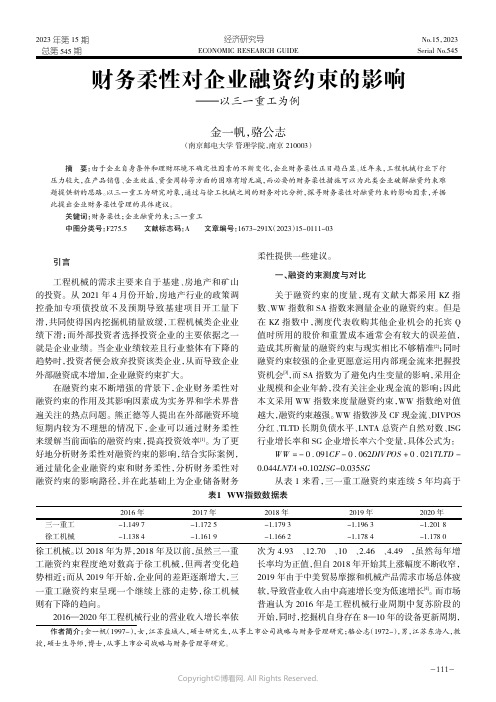 财务柔性对企业融资约束的影响——以三一重工为例