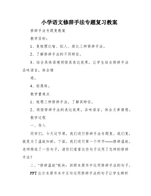 小学语文修辞手法专题复习教案