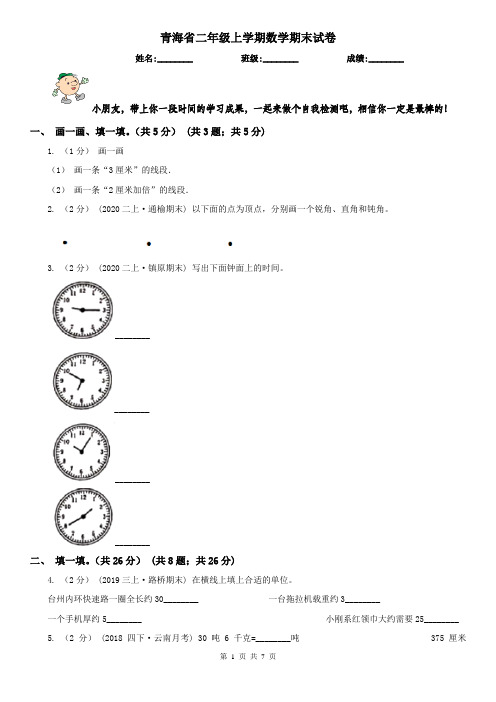 青海省二年级上学期数学期末试卷(模拟)