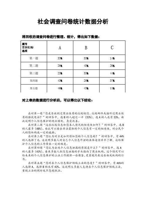 社会调查问卷统计数据分析