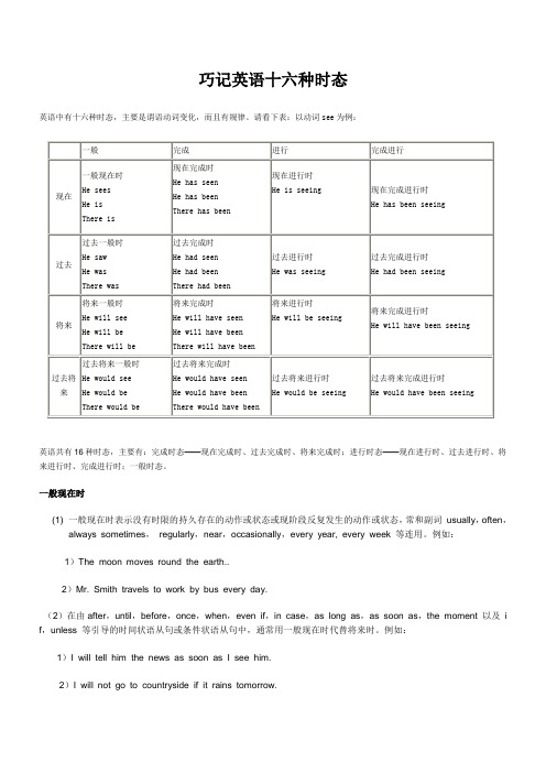 巧记英语十六种时态