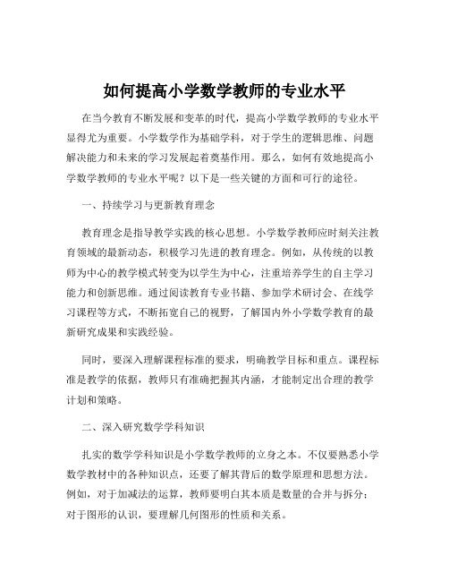 如何提高小学数学教师的专业水平