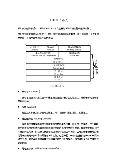 Rip路由协议报文格式