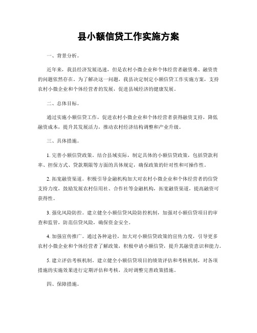 县小额信贷工作实施方案