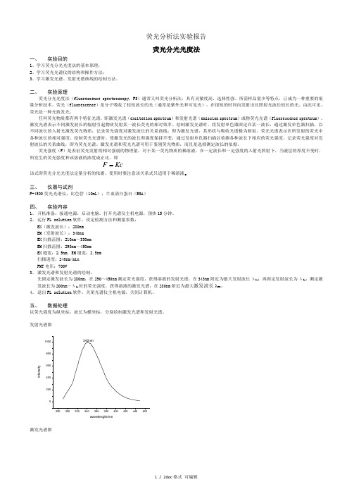 荧光分析法实验报告