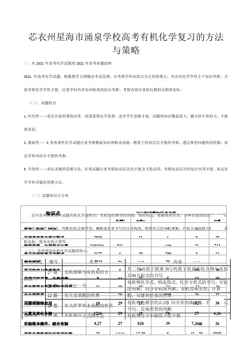 高三化学高考有机化学复习的方法与策略教案